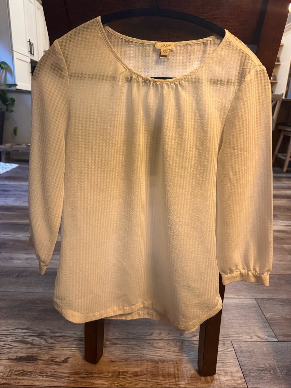 J. Crew Ivory Textured Long-Sleeve Blouse